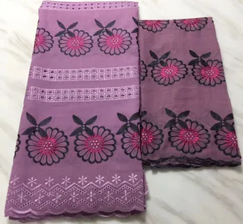 

African Cotton Swiss Voile Lace Fabric High Quality Stones 5+2yards/set Swiss Voile Lace Cotton African Lace Fabric HXX001 onion