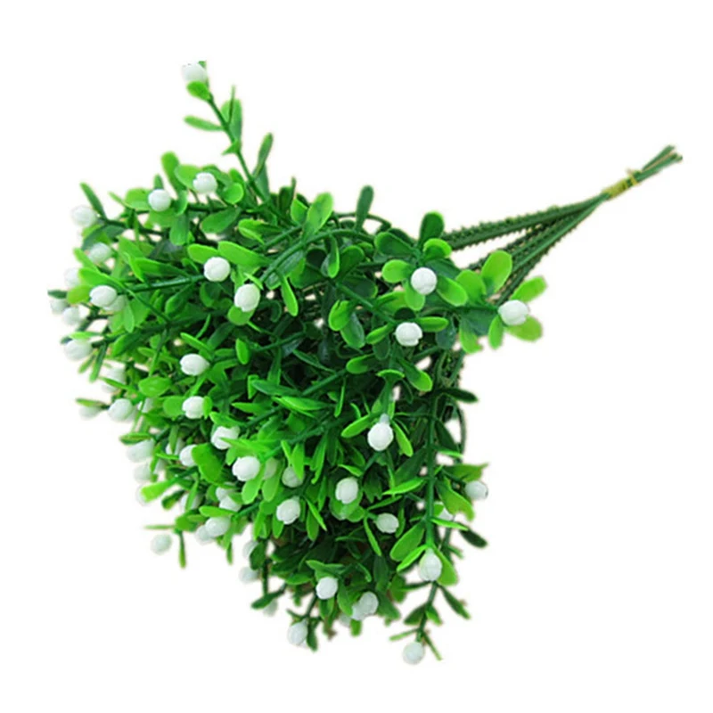 Зеленая имитация искусственного цветка Милана маленький букет пластиковые цветы растений для свадьбы домашнего офиса вечерние украшения Искусство - Цвет: WT