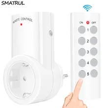 SMATRUL 433 МГц Беспроводная умная розетка с дистанционным управлением, настенный программируемый Электрический штепсельный переключатель для ЕС и Великобритании, 220 В, 230 В, светодиодный светильник