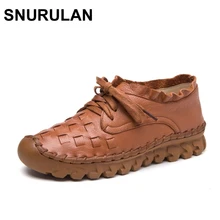 SNURULAN/Новинка года; женская обувь ручной работы; обувь для мам из натуральной кожи на плоской подошве со шнуровкой; женские лоферы; мягкая повседневная обувь на плоской подошве