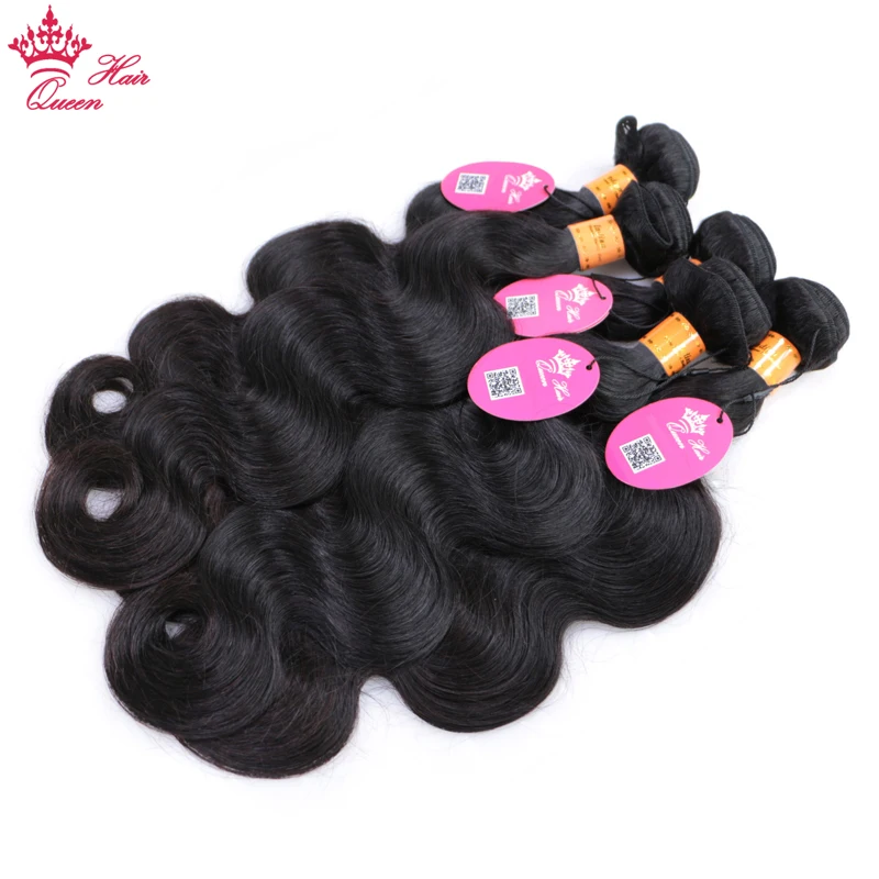 

Queen Hair Products Indian Human Hair Body Wave Bundles Deal 8 to 28 Virgin Human Raw Hair Weaves No Tangle