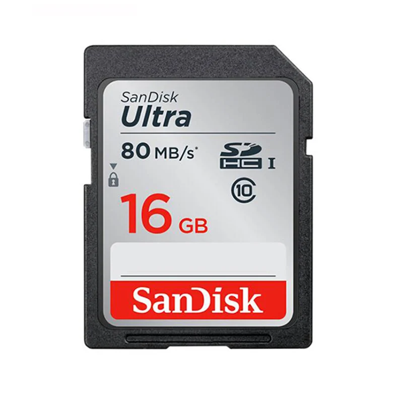 sandisk SD карта 8 ГБ 16 ГБ 32 ГБ SDHC 64 Гб 128 ГБ 256 ГБ SDXC Оригинальная карта памяти для цифровой камеры - Емкость: 80M 16G