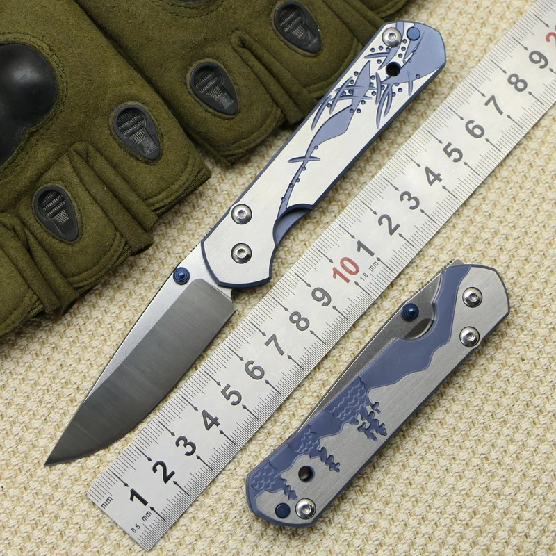 

TIGEEND small sebenza 21 folding knife D2 blade titanium pattern handle utility camping hunting survival pocket knives EDC tools