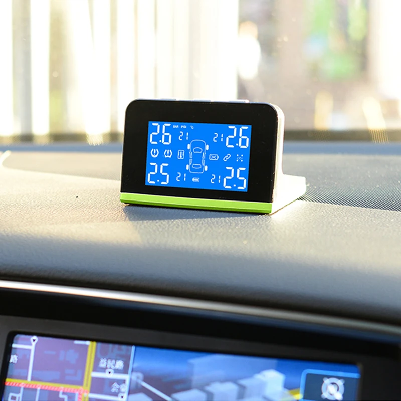 T800 солнечной энергии автомобиля TPMS шин давление и температура мониторинга системы беспроводной 4 внутренних датчики монитор Поддержка Бар/PSI