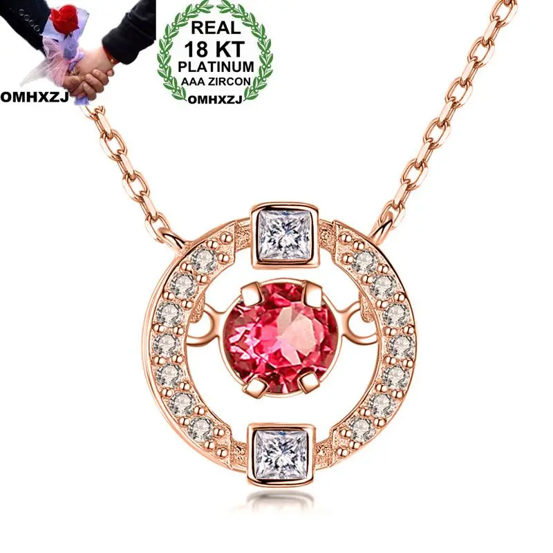 

OMHXZJ Wholesale European Fashion Woman Girl Party Wedding Gift Round Zircon 18KT White Gold Rose Gold Pendant Necklace NA110