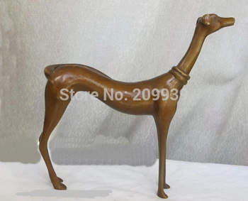 

huij 005378 9" Bronze handwork Lifelike animal Italian Greyhound Dog gazehound Statue