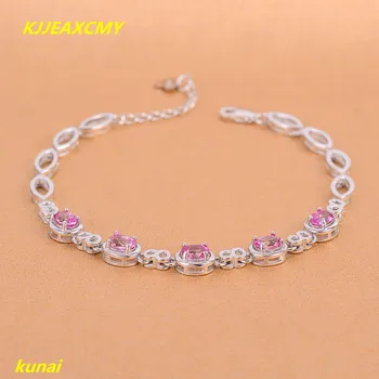 

KJJEAXCMY fine jewelry 925 Silver Inlaid Natural Pink Topaz Bracelet