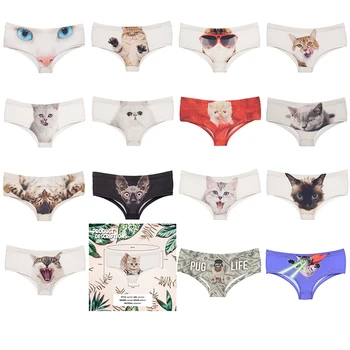 

Super Cat Wet Kitty Sexy Hot Print Female Lingerie Thongs Briefs Underwear For Women Cute Panties For Lady