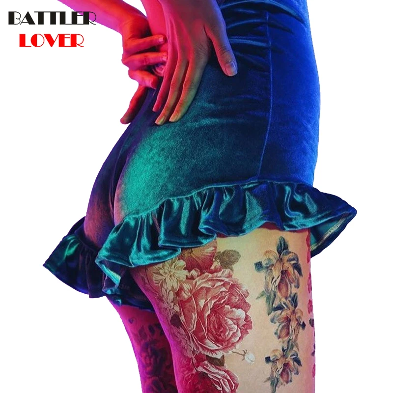 Velvet Ruffle Hem High Waist Booty Shorts Skirt Women Fashion Sexy Nightclub Shorts 2019 Short Pants Mujer Short Femme Home Wear