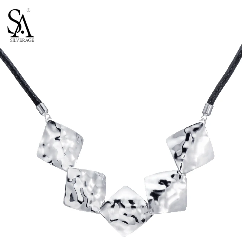 

SA SILVERAGE 925 Sterling Silver Choker Necklaces 2017 New Trendy Sterling Silver Fine Jewelry Choker Necklaces for Gift