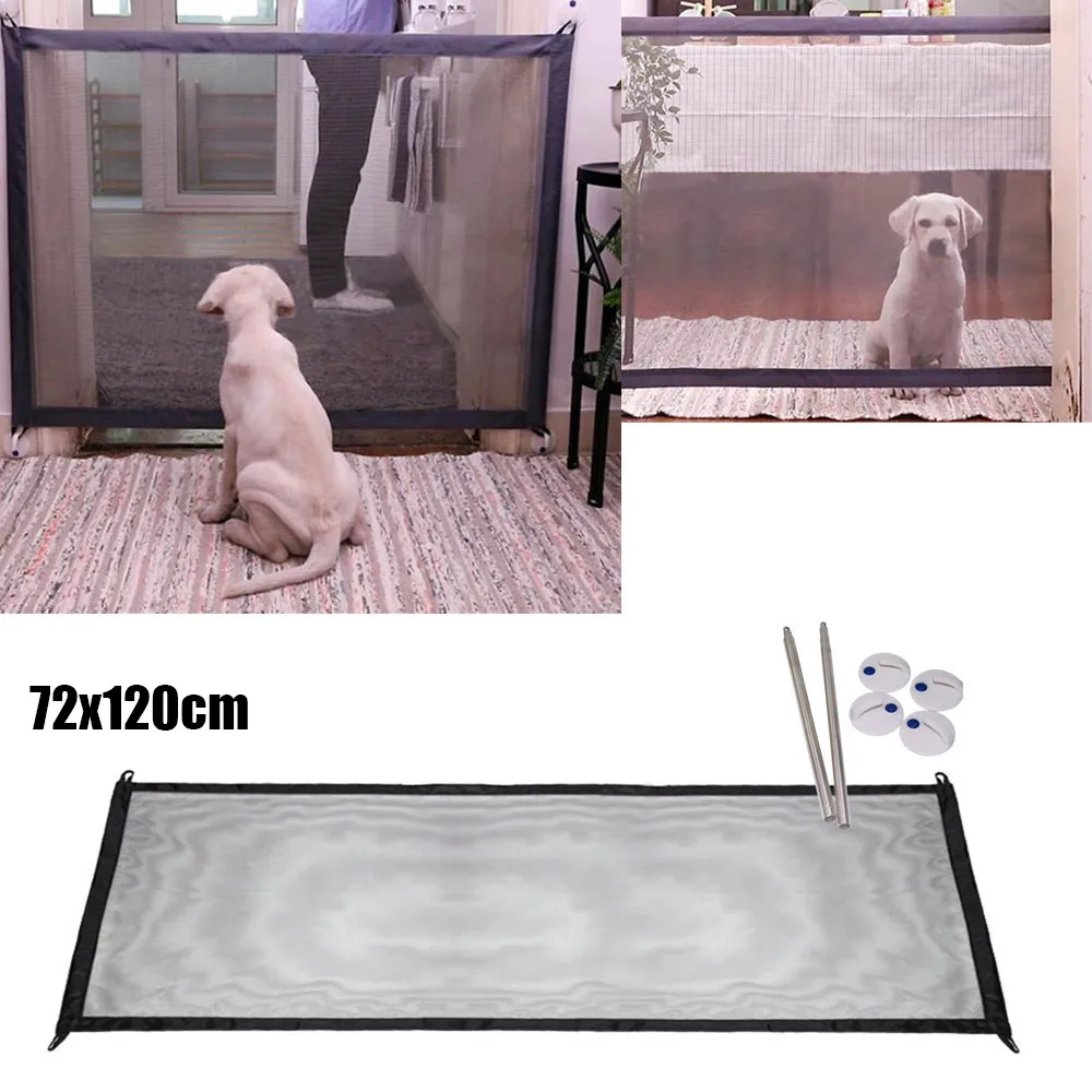

72x120cm Magic Gate Portable Folding Safety Guard For Pets Dog Cat Isolated Gauze Black/White Dog Supplies