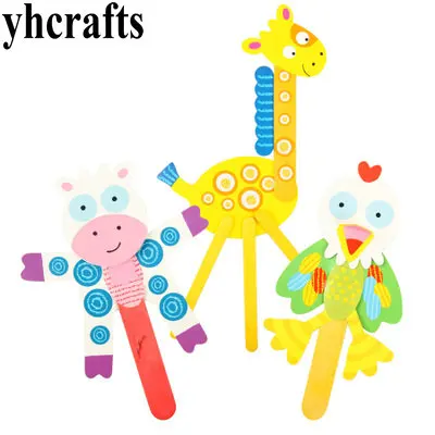 

12PCS/LOT 3 design animal pops craft Paper craft kits Early learning educational toys Kindergarten arts and crafts Wholesale
