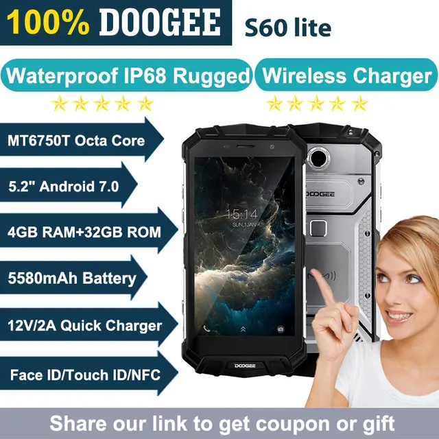 Doogee teléfono inteligente S60 lite, teléfono móvil con resistencia al agua IP68, batería de 5580mAh, pantalla FHD de 5,2 pulgadas, 4GB RAM, ROM 32GB, procesador MT6750T, Octa Core, carga inalámbrica de 16,0mp, Android|Teléfonos móviles| - Doogee teléfono inteligente S60 lite, teléfono móvil con resistencia al agua IP68, batería de 5580mAh, pantalla FHD de 5,2 pulgadas, 4GB RAM, ROM 32GB, procesador MT6750T, Octa Core, carga inalámbrica de 16,0mp, Android|Teléfonos móviles| -