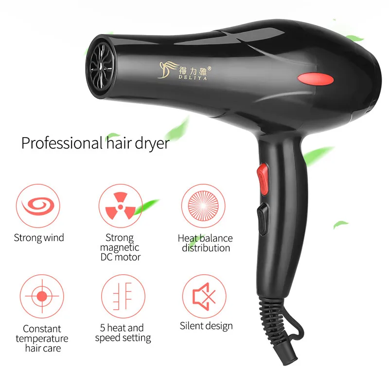Deliya Professional Hair Dryers With Nozzles Travel Quick Drying