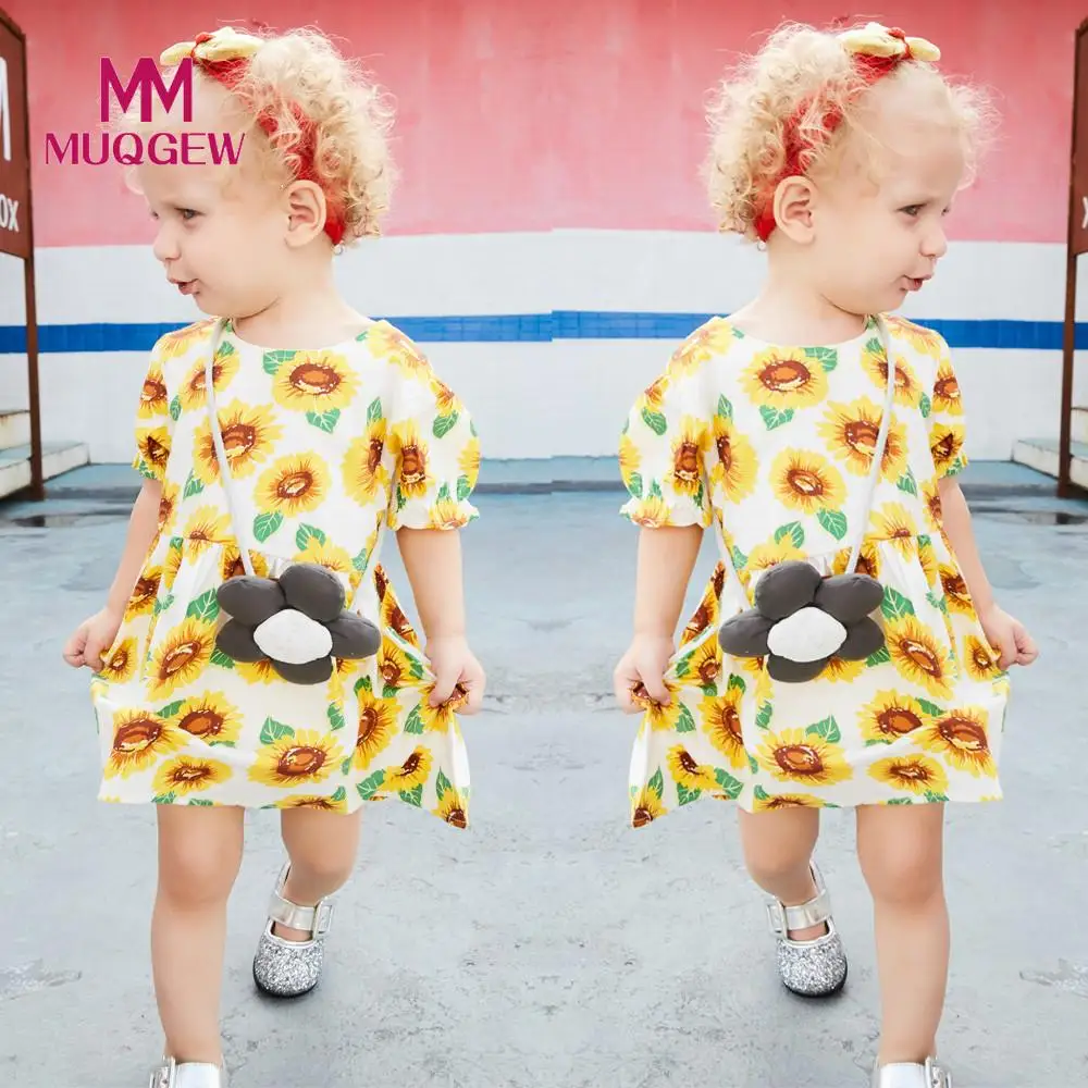 

MUQGEW Toddler Kids Baby Girls Flower Dress cute Sleeve yellow Party Princess Dresses fashion 2019 sukienki dziewczynka #sg