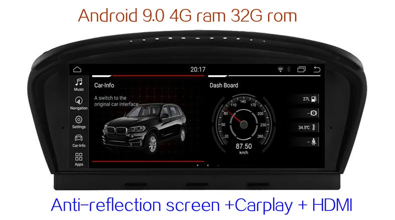

8.8" Android 9.0 4Gb Ram 32Gb Rom Car Audio For BMW 3S E90 E91 E93 E92 M3 2004-2010 Monitor Vedio Radio GPS navi media Head Unit