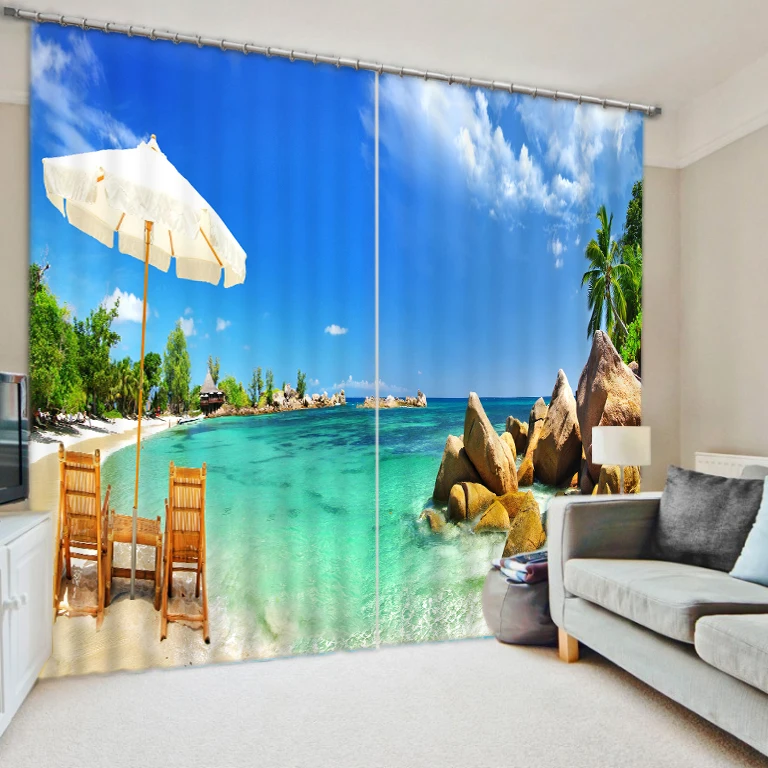 

Custom 3d curtains modern sea landscape Curtains For Living Room Bedroom kitchen curtains