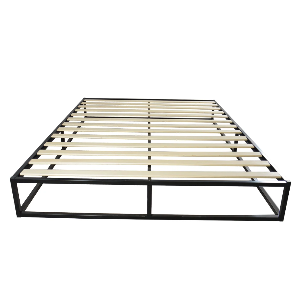 Queen Size Simple Basic Metal Bed Frame with Wooden Slat Dropshipping Queen Size Simple Basic Metal Bed Frame with Wooden Slat Dropshipping