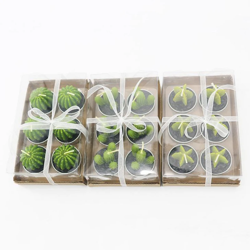 

3 Pcs Non-spill Mini Cactus Candle Decorative Tea Light Candles for Xmas Party Hallowmas Wedding Decoration Birthday Candles