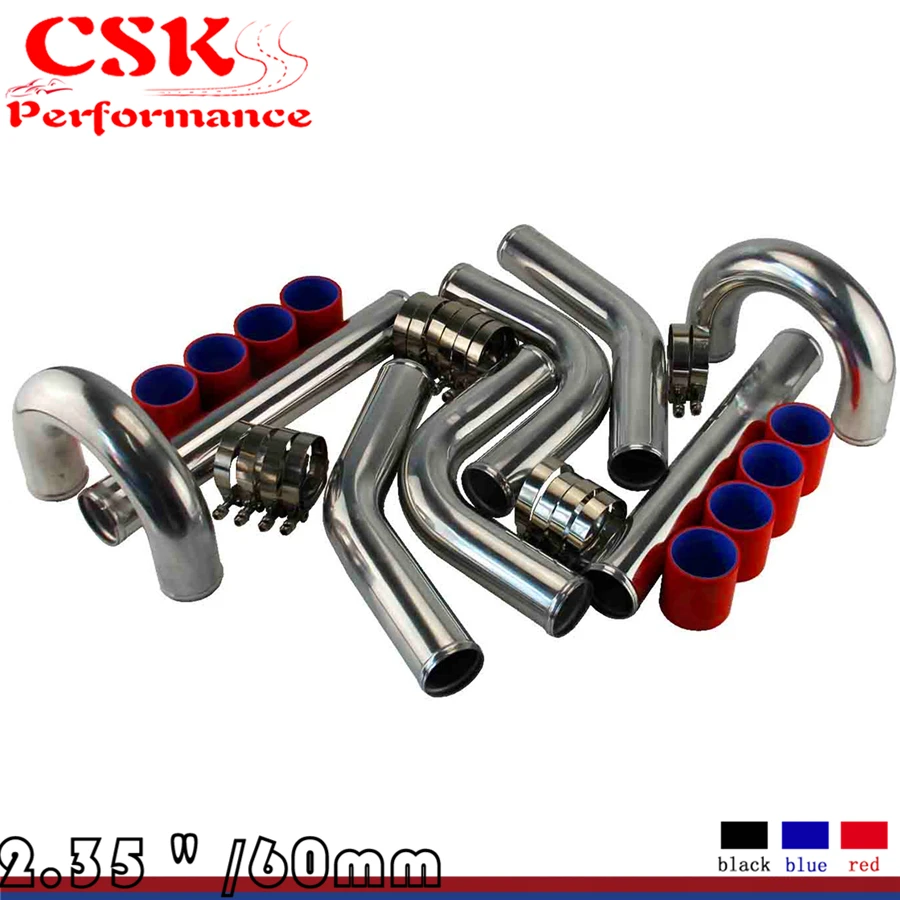 Red 2.36" Inches 60mm Turbo/Supercharger Intercooler Polish Pipe Piping