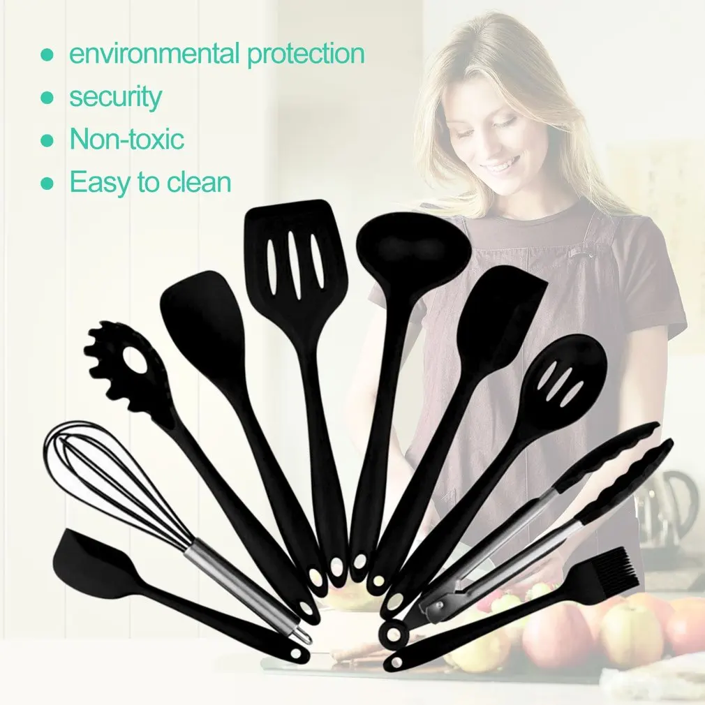 10 Sets Of Silicone Kitchenware Environmental Cooking Tools Kitchen