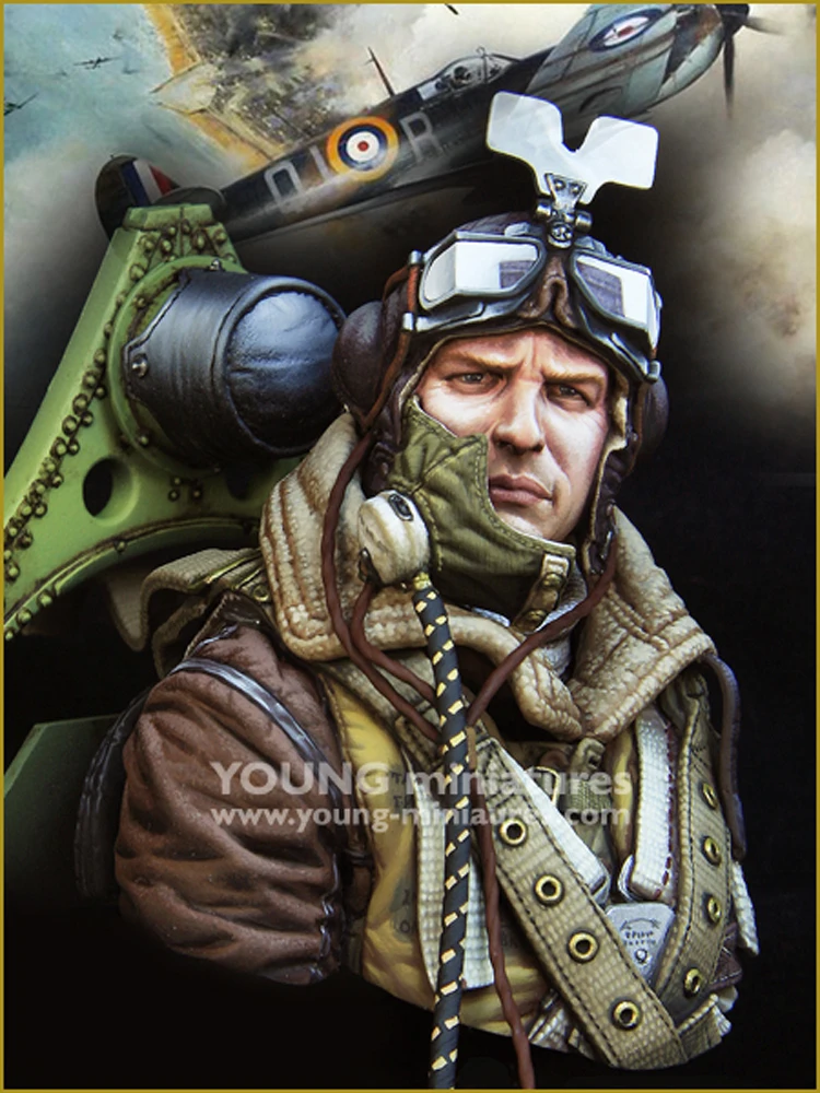 1/10 Смола Рисунок Бюст Модель Второй мировой войны британский пилот вышивка посылка gk ручной белый режим персонажа фильма X74