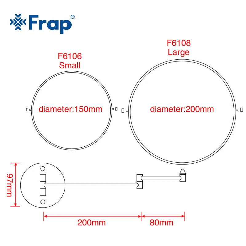 FRAP зеркала для ванной, современные зеркала для ванной комнаты, увеличительные зеркала с удлиненной ручкой, настенные хромированные аксессуары для ванной комнаты