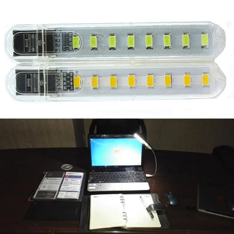 SOLLED 8LED Выделите ночника Портативный свет мини лампа для чтения для кемпинга портативных ПК DC5V USB разъем