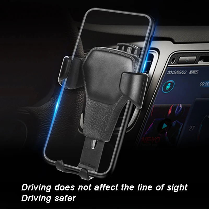 

Gravity Reaction Leather Phone Holder 360 Rotation Air Vent Clip Mount GPS Car Stands Kickstand Cover For Huawei For iPhone X