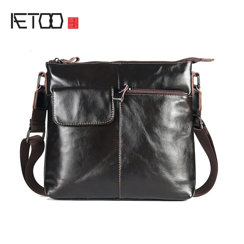 AETOO The new business men 's bag of vertical men' s Messenger bag leather bag leather casual shoulder bag AETOO The new business men 's bag of vertical men' s Messenger bag leather bag leather casual shoulder bag