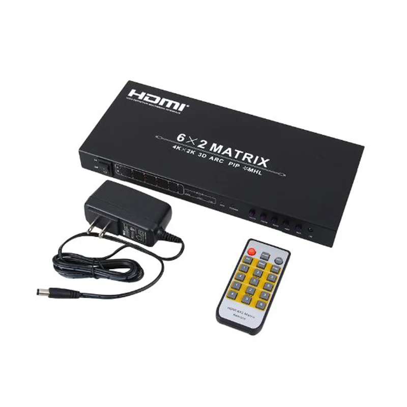 

New HDMI Matrix 6x2 HDMI 1.4 Matrix 6 In 2 Out HDMI Switch Splitter Support 4Kx2K 3D HDMI1.4 Matrix with audio ARC PIP MHL EDID