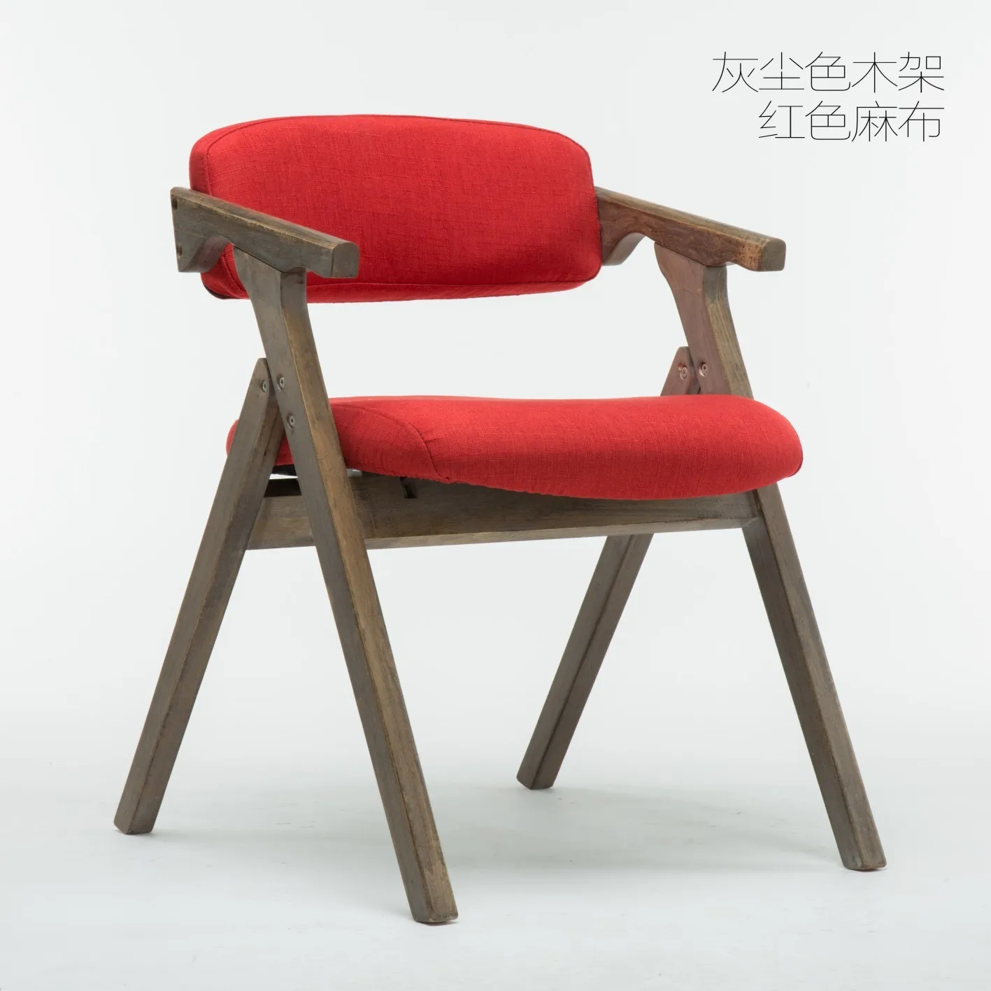 Твердый обеденный стул из дерева бытовой Северной Европы лаконичный современный стул для взрослых поручень по Recite столы и стулья кофейное кресло - Цвет: - red linen cloth