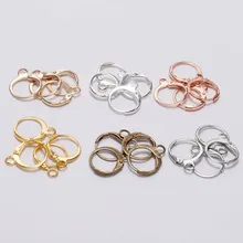 Lot de 20 crochets de boucles d'oreilles français, or Rose 14x12mm, Base pour fabrication de bijoux DIY