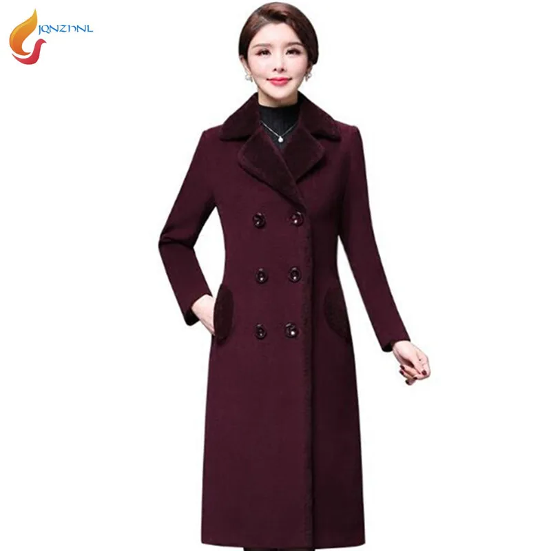 Winter new middle aged women leather Outerwear middle