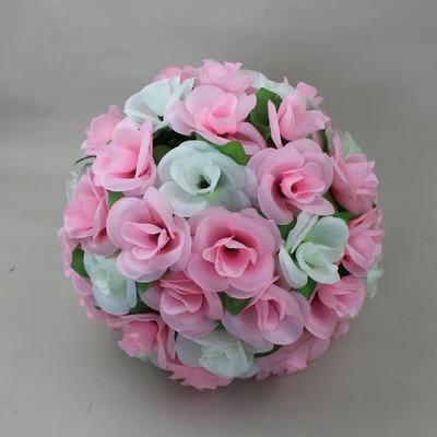 19 цветов 30 см искусственные поцелуя Pomander розовые цветы шар Букет Свадебные украшения для вечеринки - Цвет: Pink Ivory