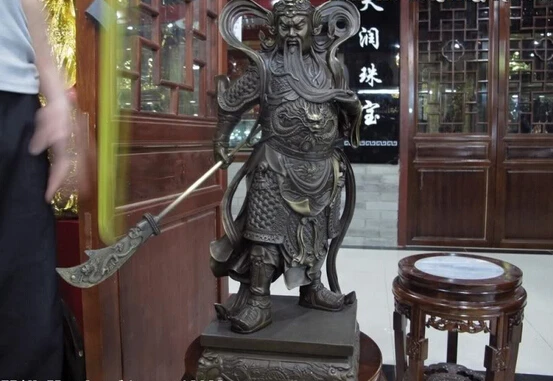 

Collectible bronze lion statue S0362 23 China Red Bronze copper Famous Dragon Guan Gong Guan Yu Warrior Knight Statue (B0413)