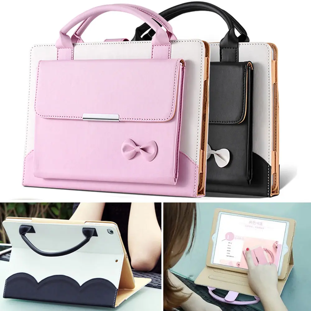 

For iPad Pro 10.5 inch Case Cute Bowknot Handbag Pink Leather Magnetic Stand Smart Flip Case Cover
