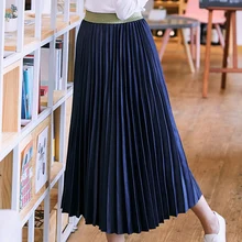 Осенняя мода, эластичные длинные плиссированные юбки с высокой талией, Женская бальная юбка, Повседневная офисная винтажная юбка миди, Saia Faldas Mujer