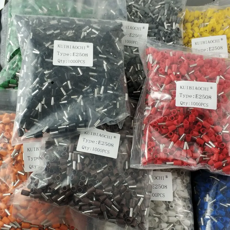

E2508 Tube insulating terminals AWG 14 Insulated Cable Wire 2.5mm 2 Connector Insulating Crimp Terminal Connect 9 Colour 100PCS