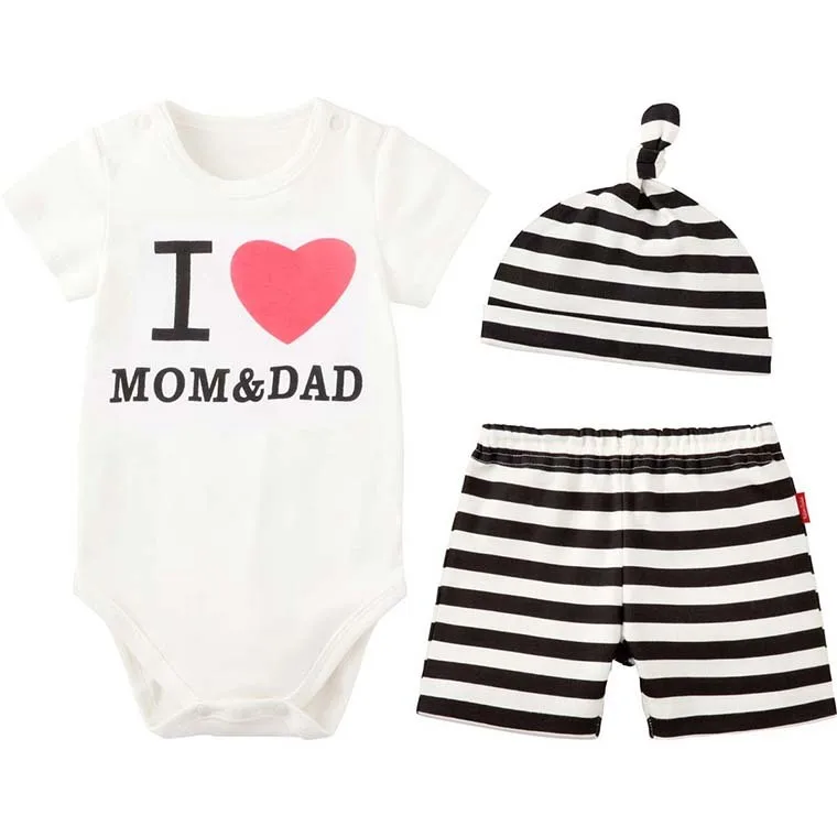 Летний стиль комбинезон с надписью Love Mom &amp Dad для маленьких мальчиков одежда