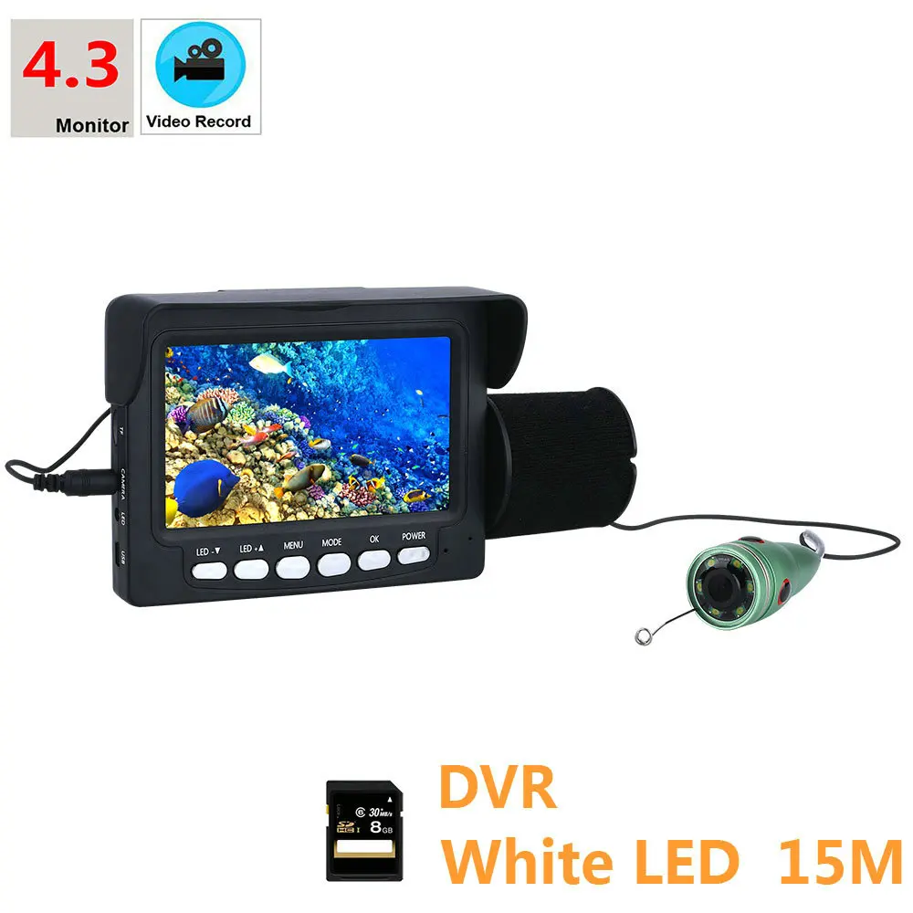 

GAMWATER HD 15M Underwater Fishing Video Camera Kit 6 PCS 1W White LED Lights with 4.3" Inch HD DVR Recorder Color Monitor