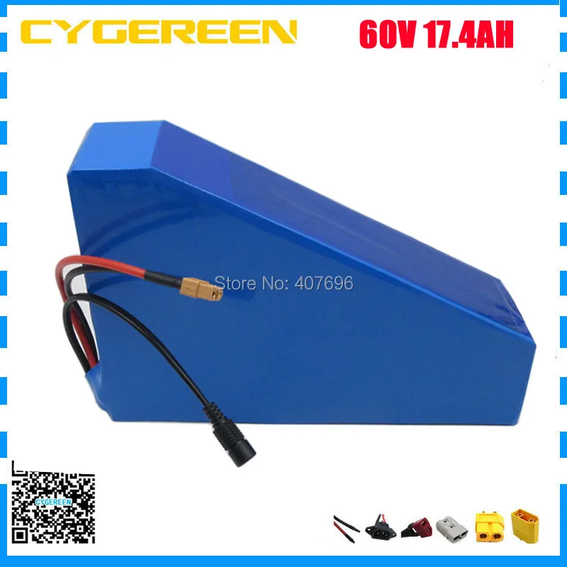 Sale 60V 17.4AH triangle battery 60V 17AH electric bike lithium battery use NCR18650PF 2900mah cell 30A BMS with free bag 2A Charger 0