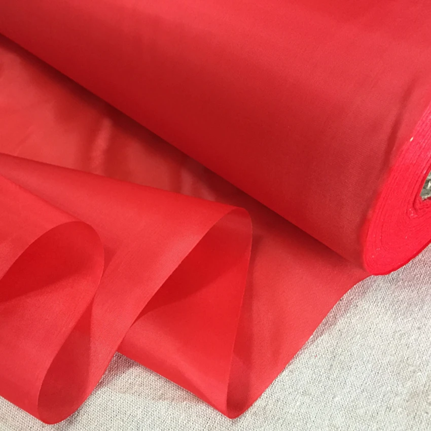

free shipping 1M*0.47M width width100 poly taffeta occasion big safflower car red fabric Gift packaging