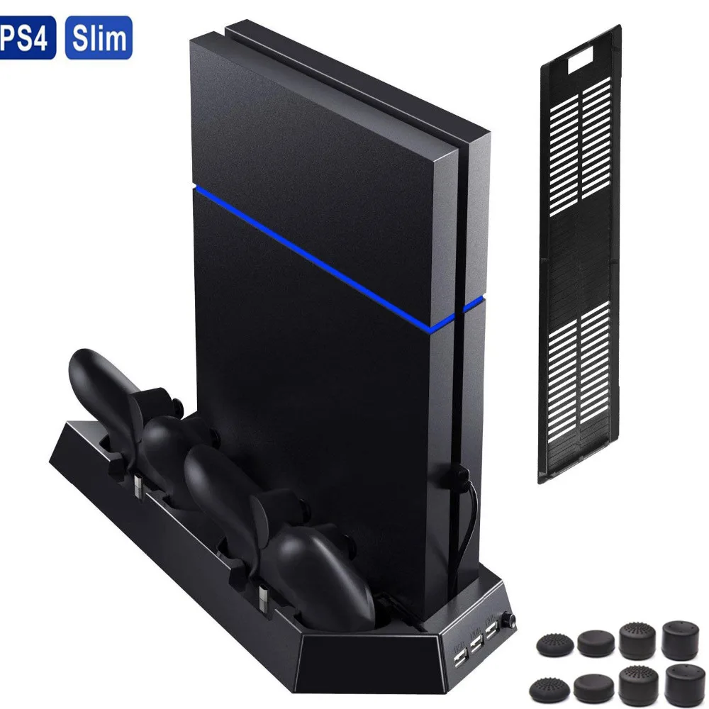 PS4 Slim и PS4 вертикальная подставка охлаждающий вентилятор теплоотвод зарядная подставка двойной usb-хаб зарядное устройство База для PS4 Slim Playstation 4 PS4