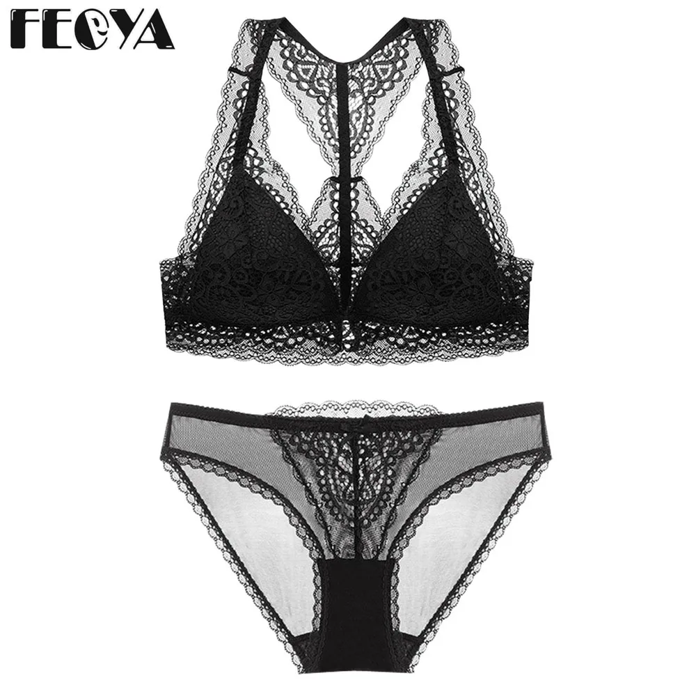 

Sexy push up Front Closure bra set Lace hollow out Plus Size bralette underwear panty set intimates Women bra brief set ABC Cup