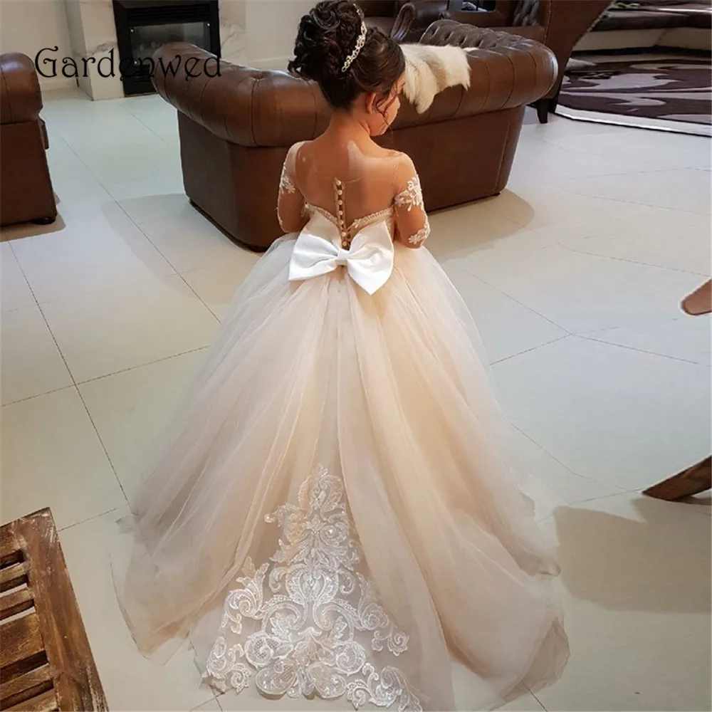 nude flower girl dress