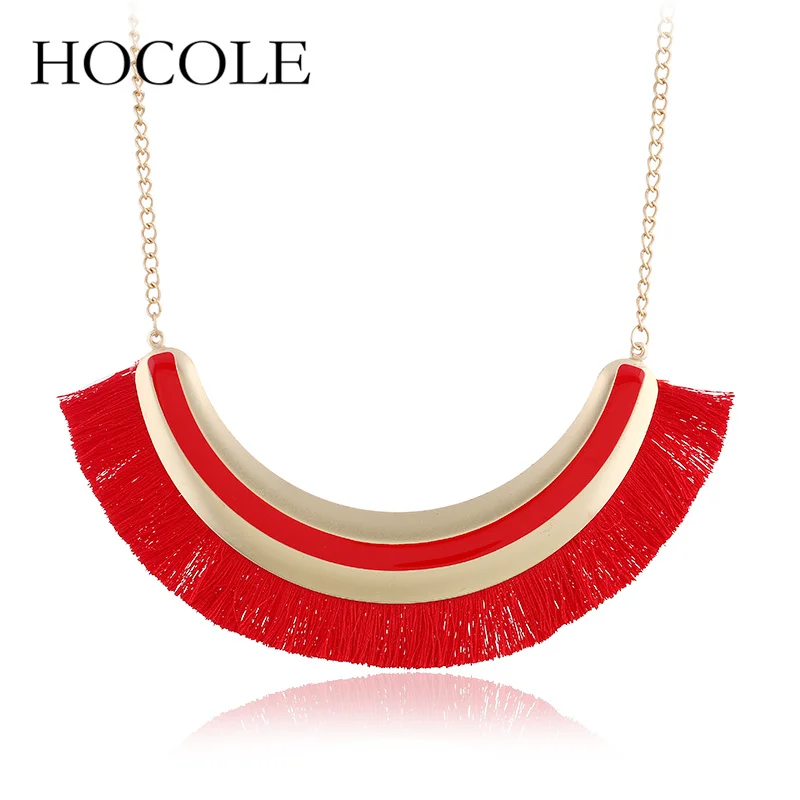 

HOCOLE Bohemia 5 Colors Tassel Necklace For Women Big Ethnic Necklace Long Choker Statement Necklace Vintage Fashion Jewelry
