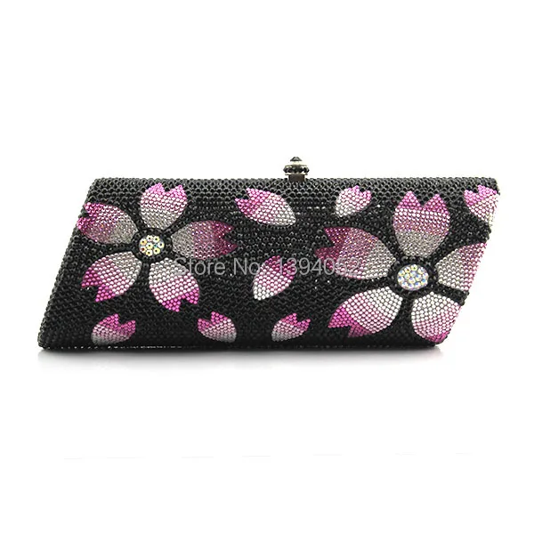 

Handmade Women Exquisite Crystal Wedding Bag Flower Pattern Clutch Bag
