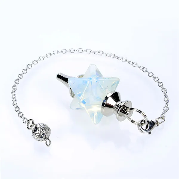 Opal Маятники из натурального камня Merkaba гадания утопающие Исцеляющие ювелирные изделия wicca Energy для женщин и мужчин лазурит Розовый Кристалл Подвески - Окраска металла: Opal