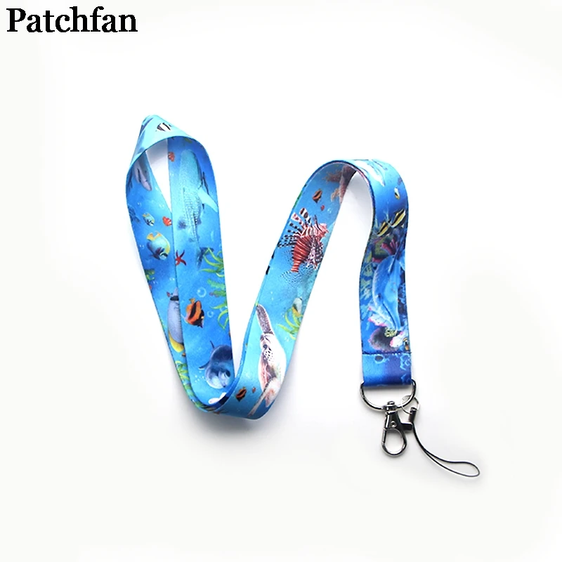 Patchfan Seaworld океан винтажное искусство крутые мужские lanyards ключи в мобильном телефоне ремни Ожерелье держатели карт ленточки A2130